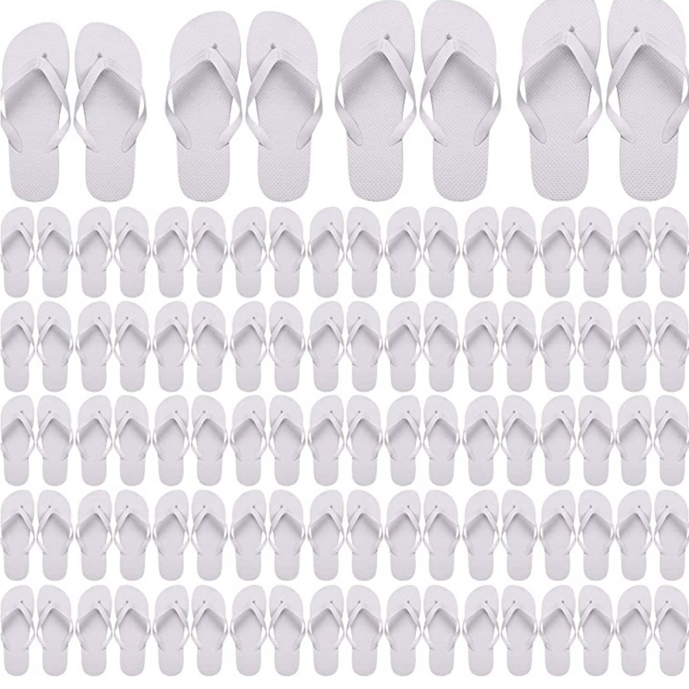 White flip flops multiple sizes bulk